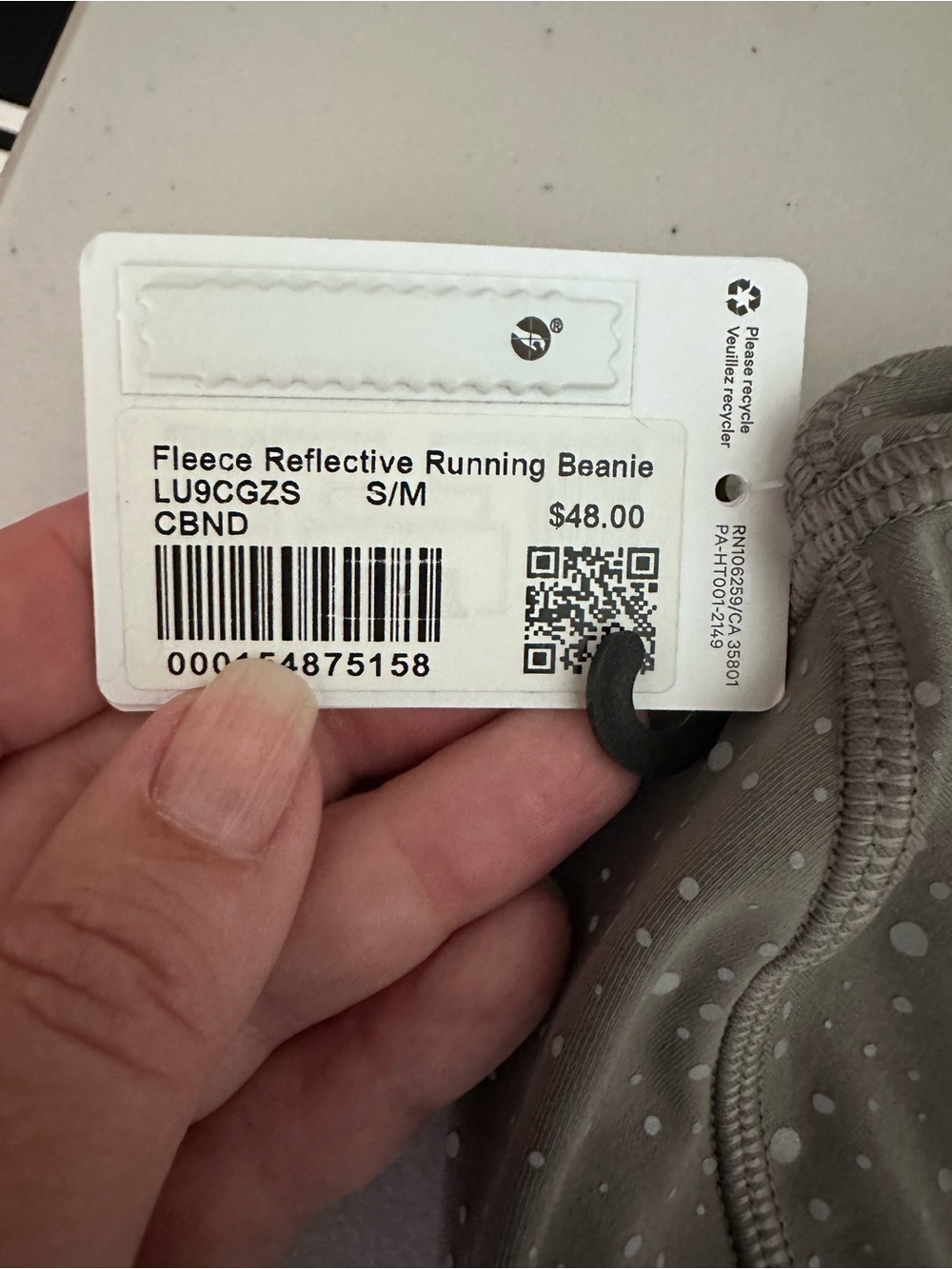 lululemon athletica Reflective Fleece Running Beanie UNISEX CARBON DUST - Picture 3 of 4